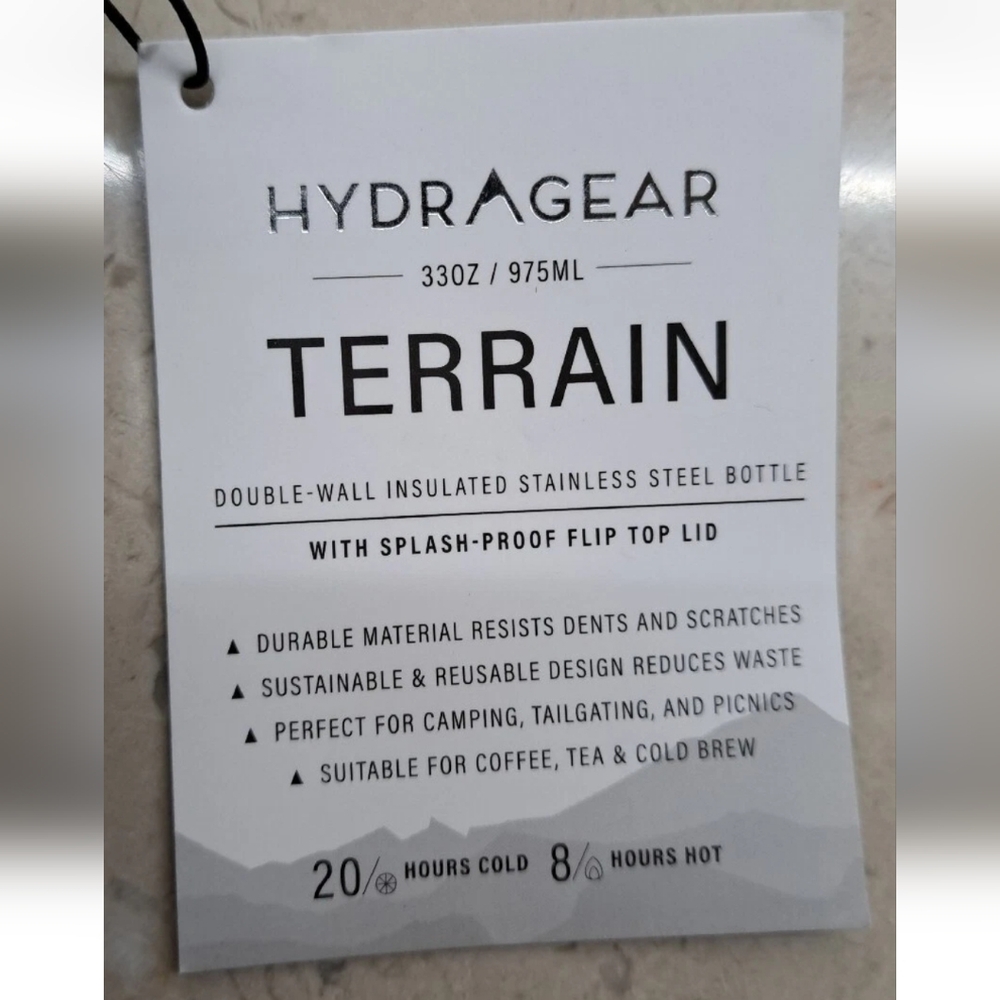 Hydragear Terrain Sport Maroon Stainless Steel Water Bottle 33 Oz/975ml EUC - Picture 3 of 5